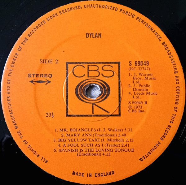 Bob Dylan : Dylan (LP, Album)