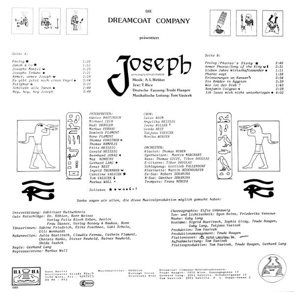 Andrew Lloyd Webber And Tim Rice, Trude Haagen : Joseph And The Amazing Technicolor Dreamcoat (LP)