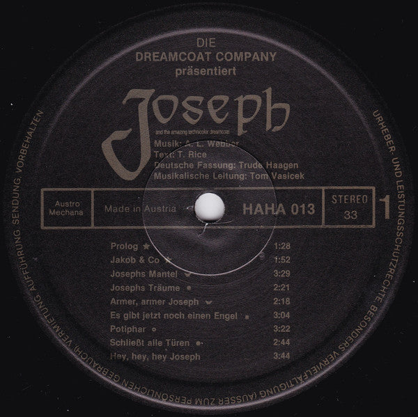 Andrew Lloyd Webber And Tim Rice, Trude Haagen : Joseph And The Amazing Technicolor Dreamcoat (LP)