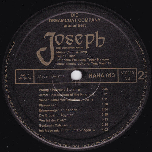 Andrew Lloyd Webber And Tim Rice, Trude Haagen : Joseph And The Amazing Technicolor Dreamcoat (LP)