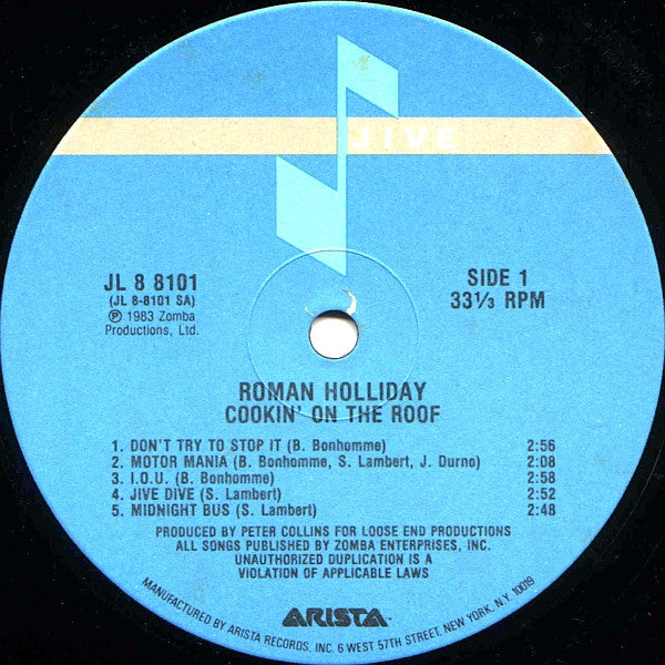 Roman Holliday : Cookin' On The Roof (LP, Album, Ind)