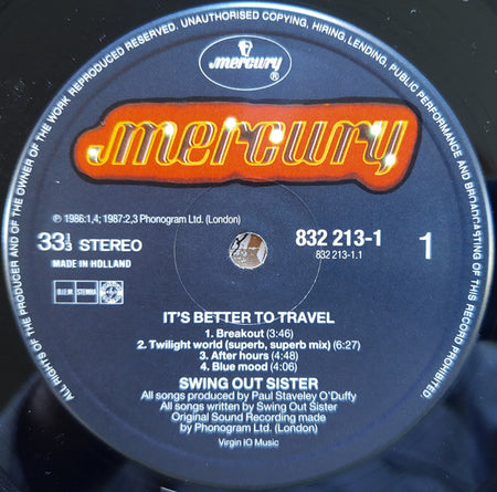 Swing Out Sister : It's Better To Travel (LP, Album, Cop)