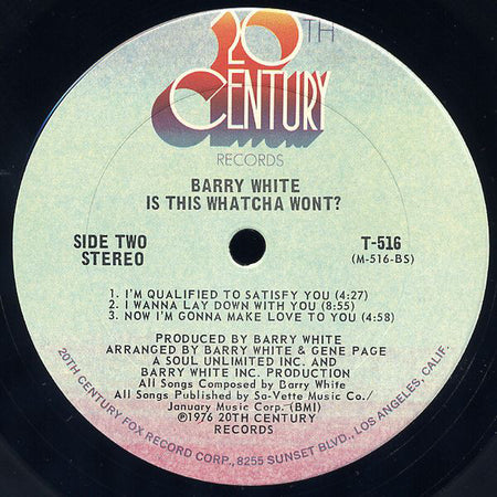 Barry White : Is This Whatcha Wont? (LP, Album, San)