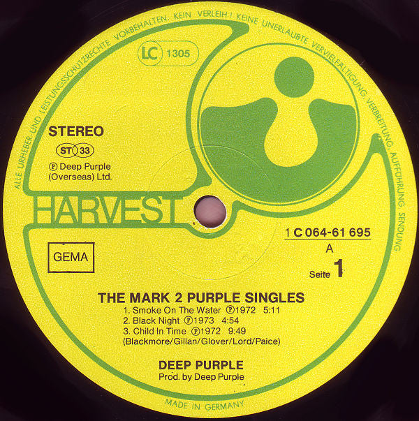 Deep Purple : The Mark 2 Purple Singles (LP, Comp)