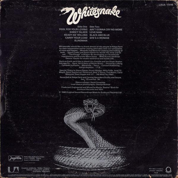 Whitesnake : Ready An' Willing (LP, Album)