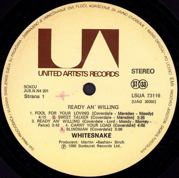 Whitesnake : Ready An' Willing (LP, Album)