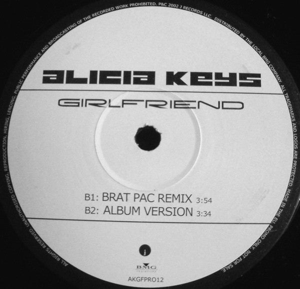 Alicia Keys : Girlfriend (12", Promo)