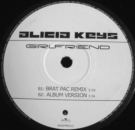 Alicia Keys : Girlfriend (12", Promo)