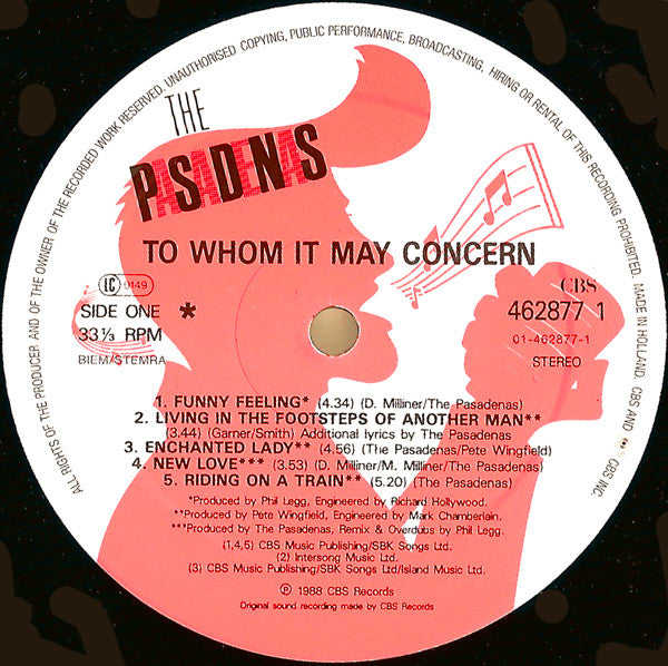 The Pasadenas : To Whom It May Concern (LP, Album)