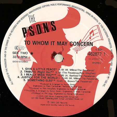 The Pasadenas : To Whom It May Concern (LP, Album)