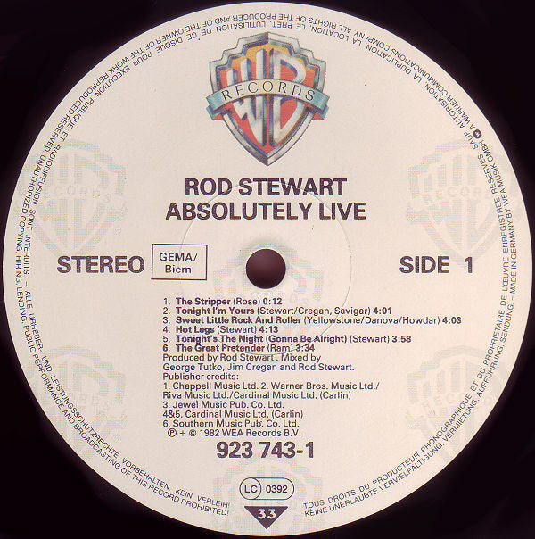 Rod Stewart : Absolutely Live (2xLP, Album, RE)