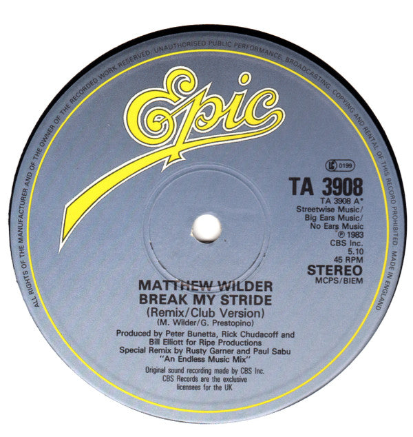 Matthew Wilder : Break My Stride (Extended Remix) (12", Single, PRS)