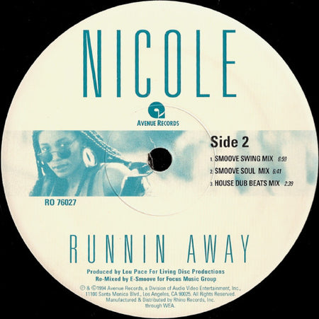 Nicole J McCloud : Runnin' Away (E-Smoove Remixes) (12")