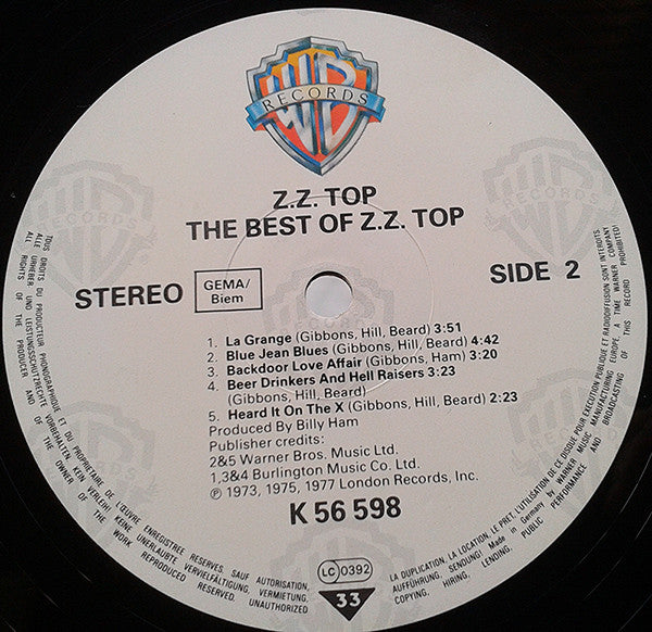 ZZ Top : The Best Of ZZ Top (LP, Comp, RE)
