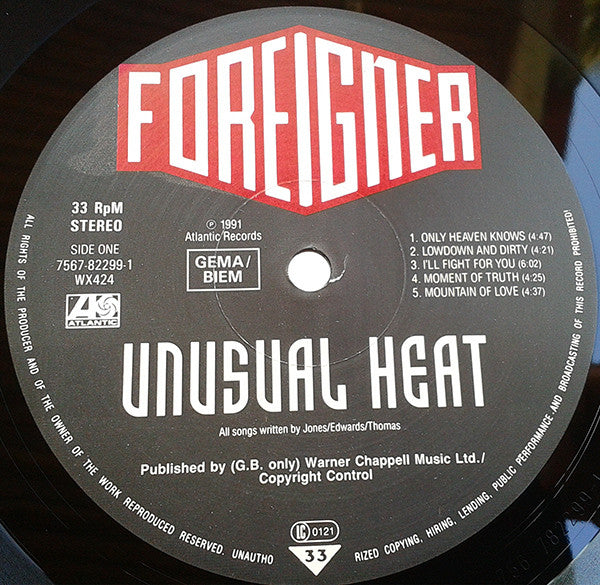 Foreigner : Unusual Heat (LP, Album)