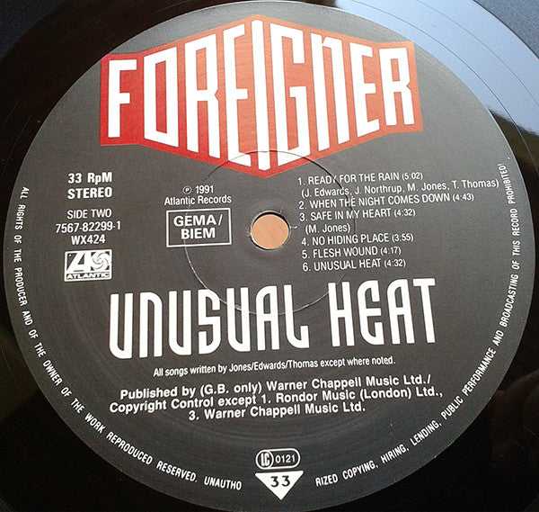Foreigner : Unusual Heat (LP, Album)