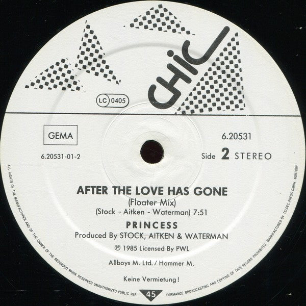 Princess : After The Love Has Gone (Chief Inspector Remix) (12", Maxi)