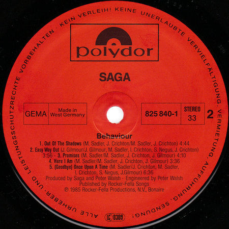 Saga (3) : Behaviour (LP, Album)