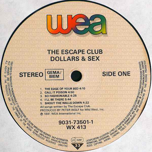 The Escape Club : Dollars And Sex (LP, Album)