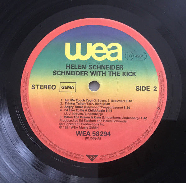 Helen Schneider With The Kick (2) : Schneider With The Kick (LP, Album)