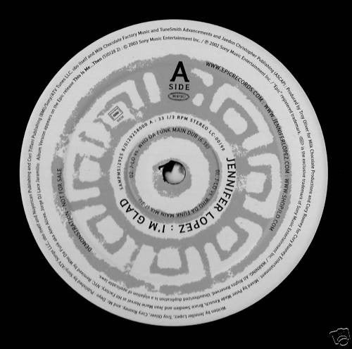 Jennifer Lopez : I'm Glad (Who Da Funk & Murk Remixes) (12", Promo)