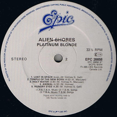 Platinum Blonde : Alien Shores (LP, Album)