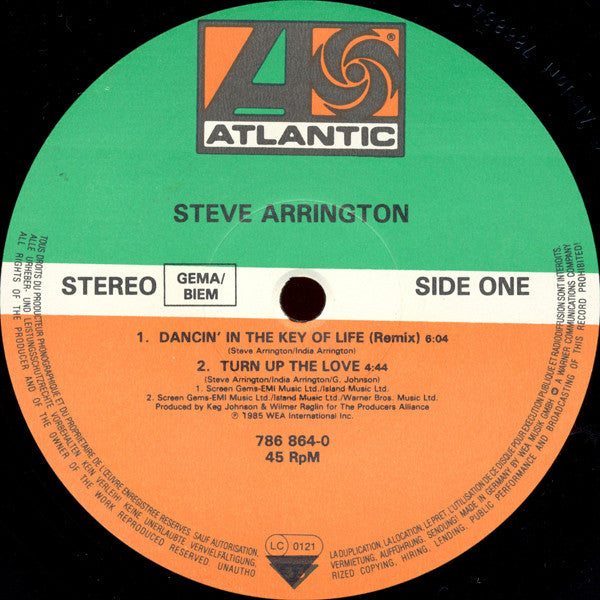 Steve Arrington : Dancin' In The Key Of Life (Megamix) (12", P/Mixed)