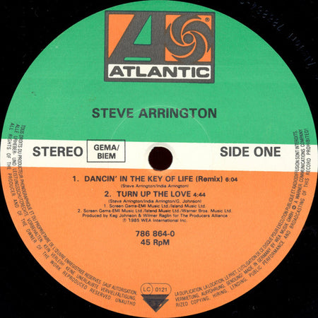 Steve Arrington : Dancin' In The Key Of Life (Megamix) (12", P/Mixed)