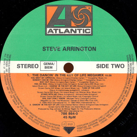 Steve Arrington : Dancin' In The Key Of Life (Megamix) (12", P/Mixed)