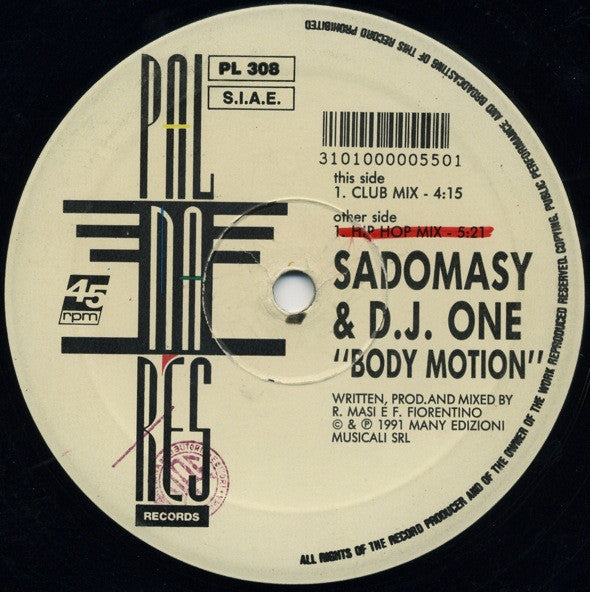 Sadomasy & DJ One (15) : Body Motion (12")