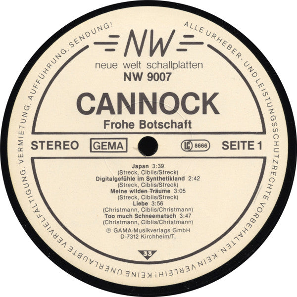 Cannock : Frohe Botschaft (LP, Album)