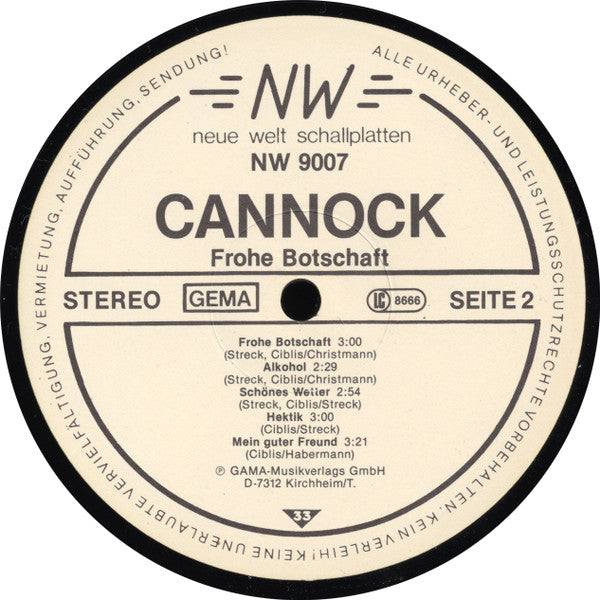 Cannock : Frohe Botschaft (LP, Album)