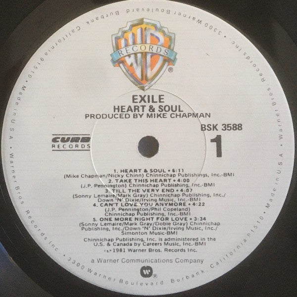 Exile (7) : Heart & Soul (LP, Album, Los)