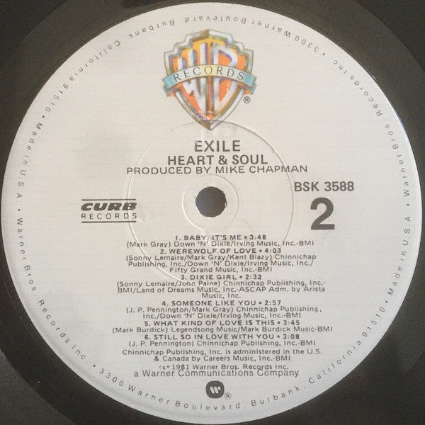 Exile (7) : Heart & Soul (LP, Album, Los)