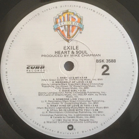 Exile (7) : Heart & Soul (LP, Album, Los)