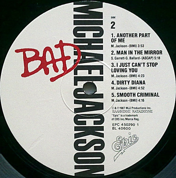 Michael Jackson : Bad (LP, Album, Gat)