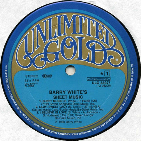 Barry White : Barry White's Sheet Music (LP, Album)