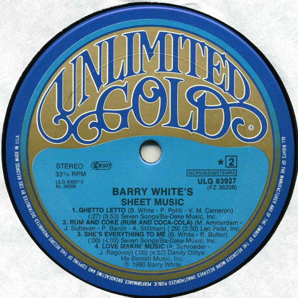 Barry White : Barry White's Sheet Music (LP, Album)