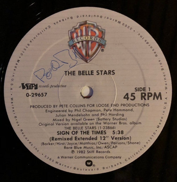 The Belle Stars : Sign Of The Times (12", Maxi, Spe)