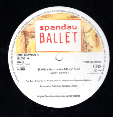 Spandau Ballet : Raw (Amnesia Mix) (12", Maxi)