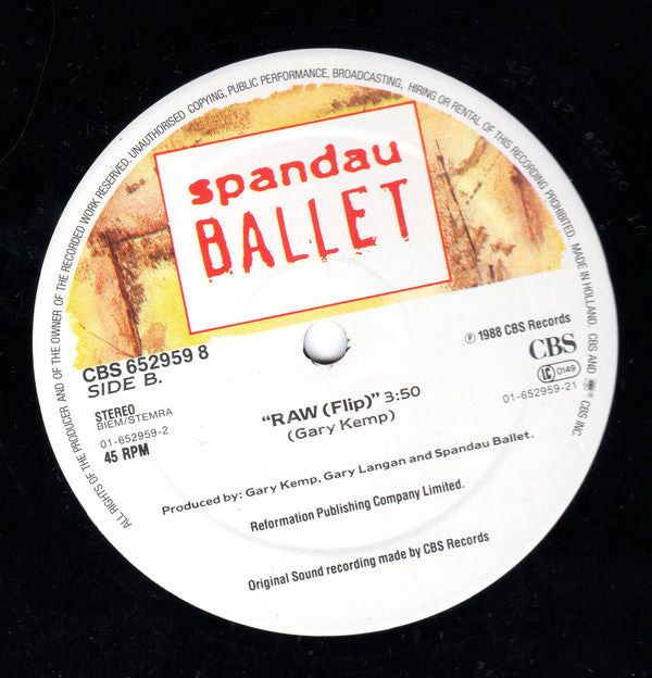 Spandau Ballet : Raw (Amnesia Mix) (12", Maxi)