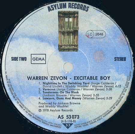 Warren Zevon : Excitable Boy (LP, Album)