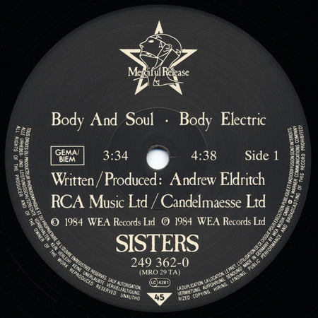 The Sisters Of Mercy : Body And Soul (12")