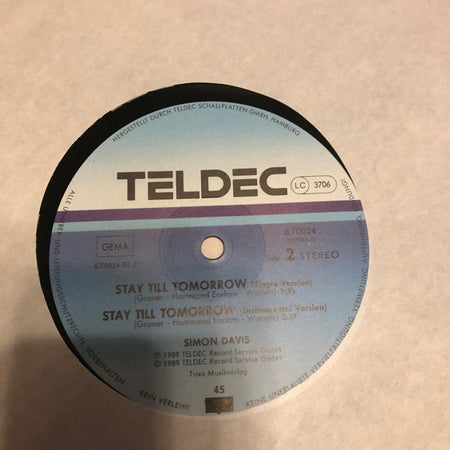 Simon Davis : Stay Till Tomorrow (12")