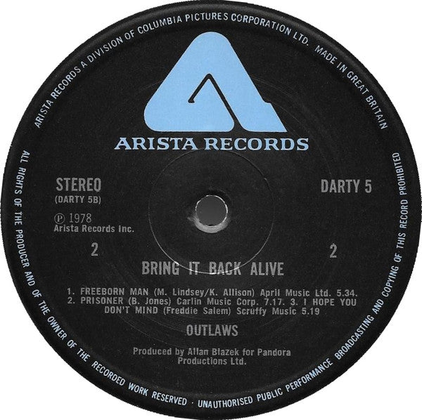 Outlaws : Bring It Back Alive (2xLP, Album)