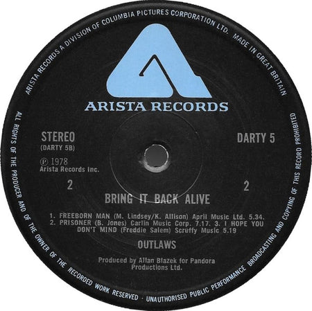 Outlaws : Bring It Back Alive (2xLP, Album)