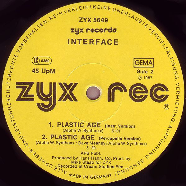 Interface (4) : Plastic Age (12", Maxi)