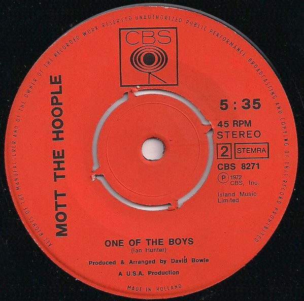 Mott The Hoople : All The Young Dudes / One Of The Boys (7", Single)