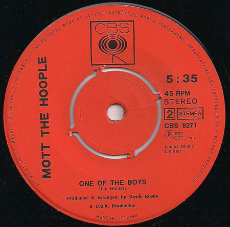 Mott The Hoople : All The Young Dudes / One Of The Boys (7", Single)