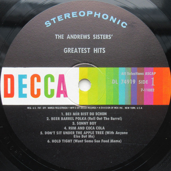 The Andrews Sisters : The Andrews Sisters' Greatest Hits (LP, Comp, Glo)